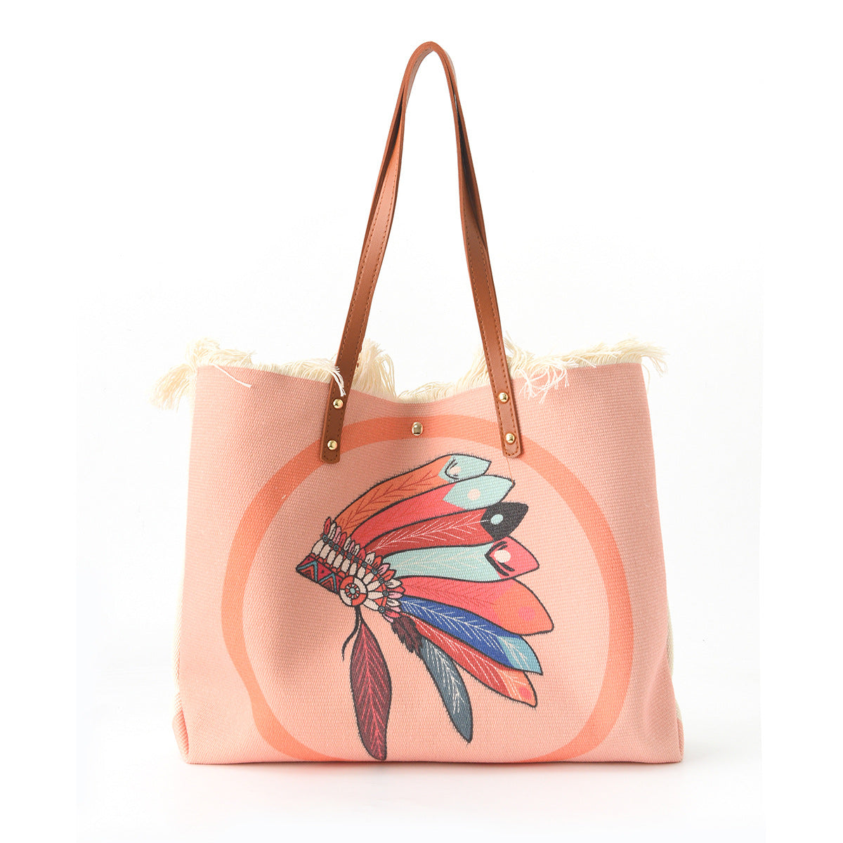 Beach bag with floral pattern and fringes LoungeYard — product view 6