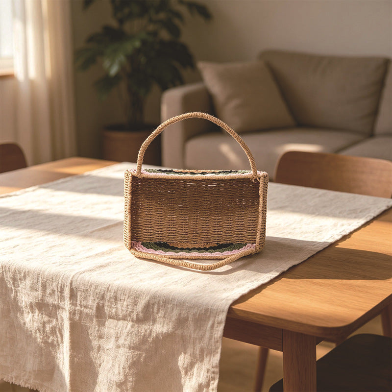 Woven Straw Rainbow Tote LoungeYard — product view 1