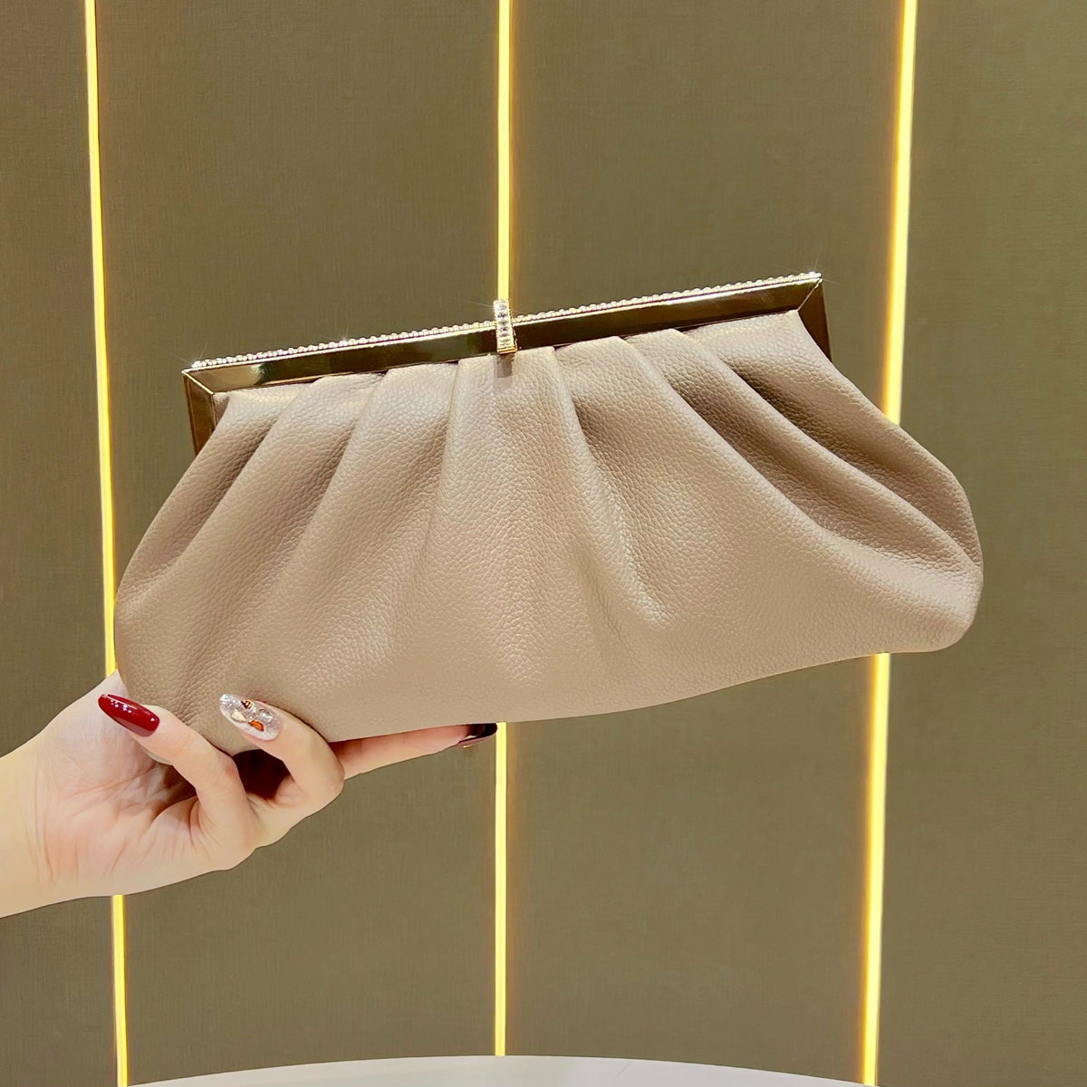 Pleated Textured Evening Clutch — product view 6