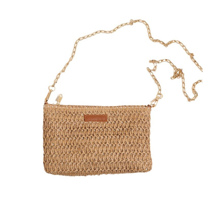 Handcrafted Shoulder Bag Made of Durable Straw Material with Gold Chain LoungeYard — product view 5