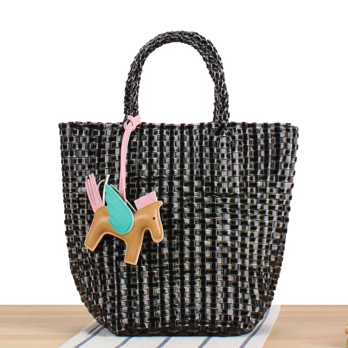 Playful basket bag with unique pendant LoungeYard — product view 5