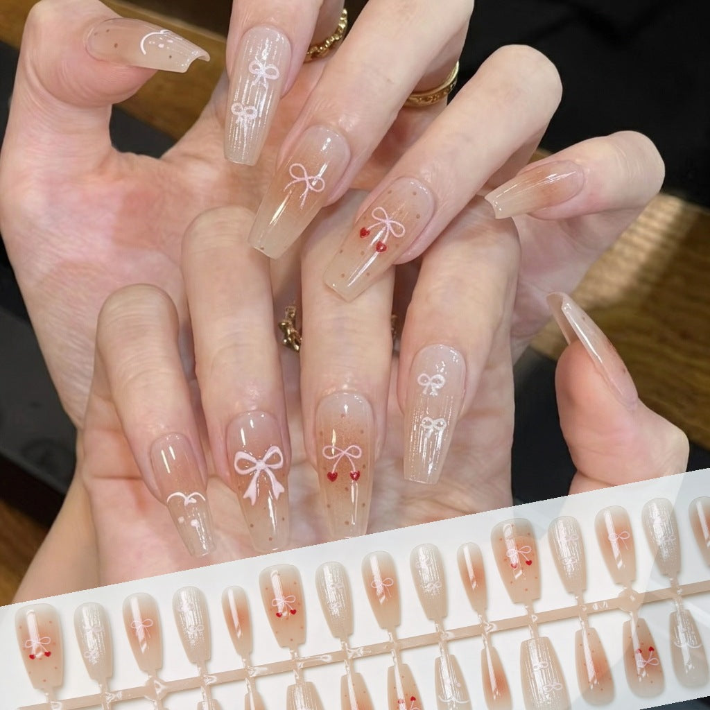 Decorative Press-On Nail Set with Elegant Bow Designs — product view 4