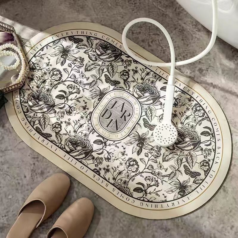 Elegant Floral Design Bath Mat LoungeYard — product view 1