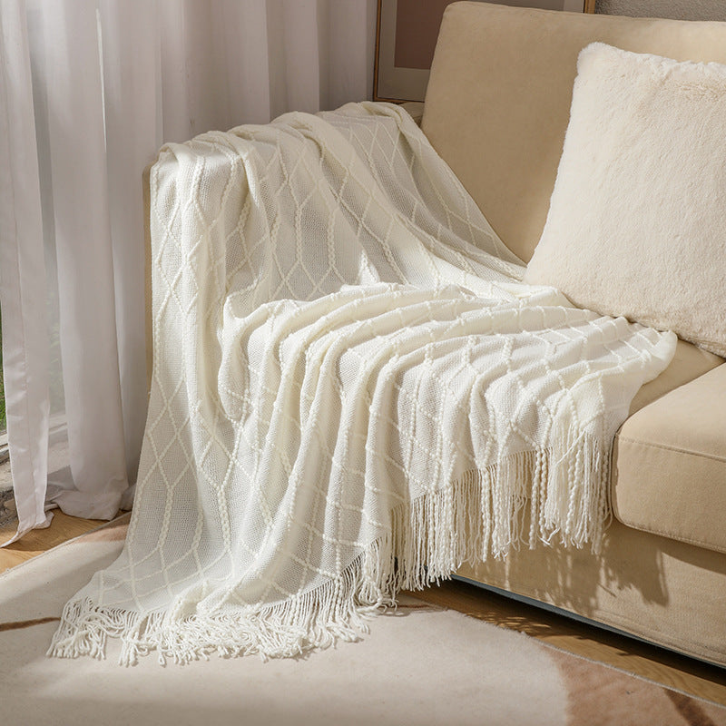 Ladies stylish throw blanket with textured design LoungeYard — product view 6