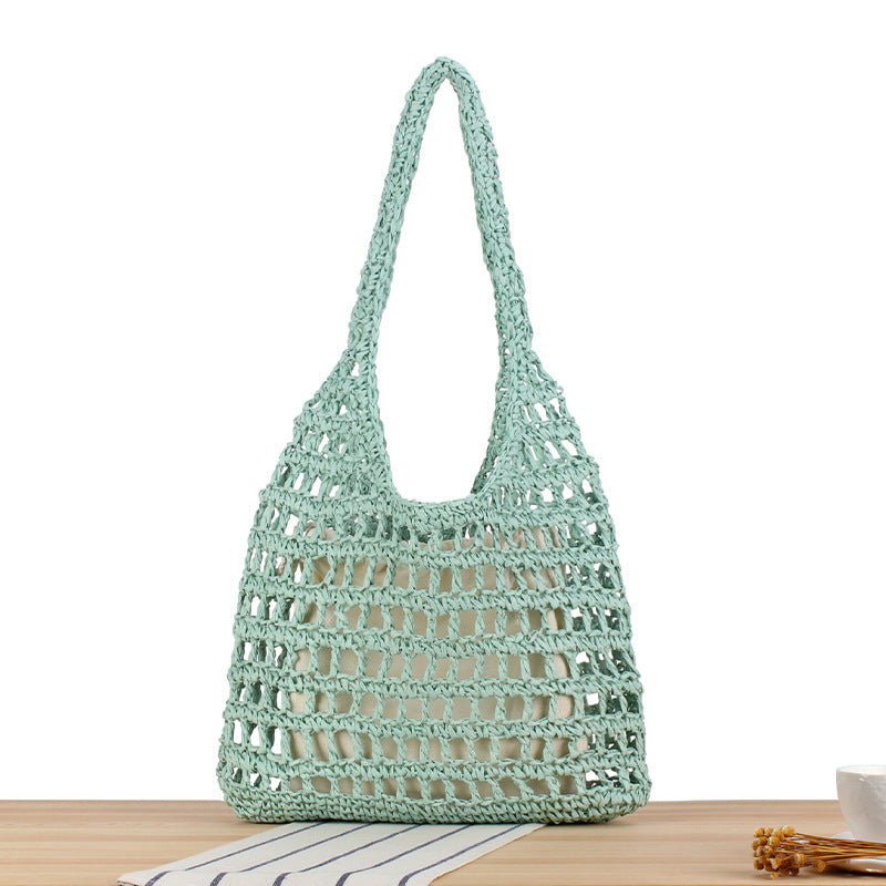 Handcrafted net shoulder bag with sturdy carrying handle LoungeYard — product view 7