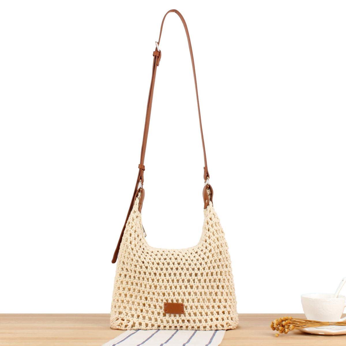 Woven Natural Material Handbag LoungeYard — product view 1