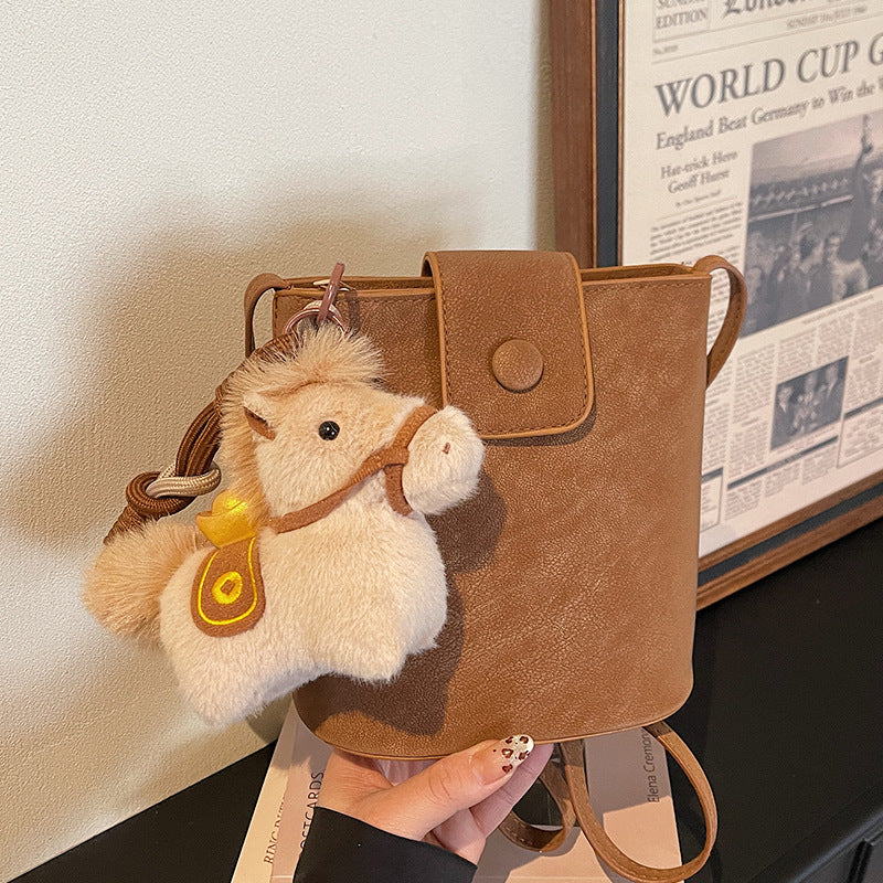 Compact Crossbody Bag with Cute Plush Charm — product view 3