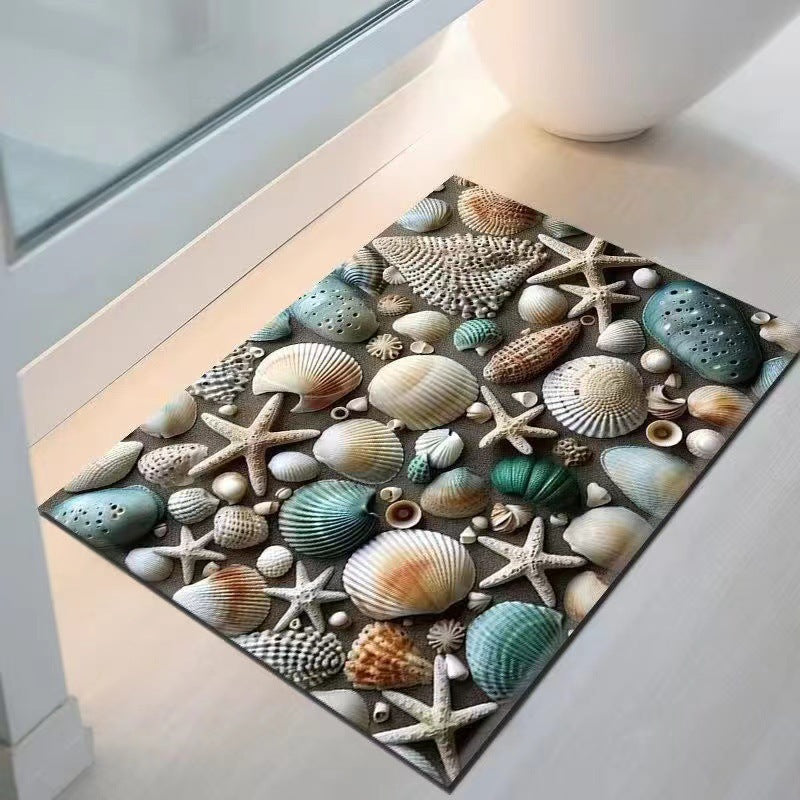 Coastal Seashell Design Bath Mat LoungeYard — product view 1