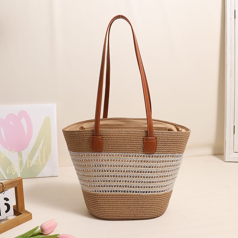 Elegant Bast bag with leather accents LoungeYard — product view 2