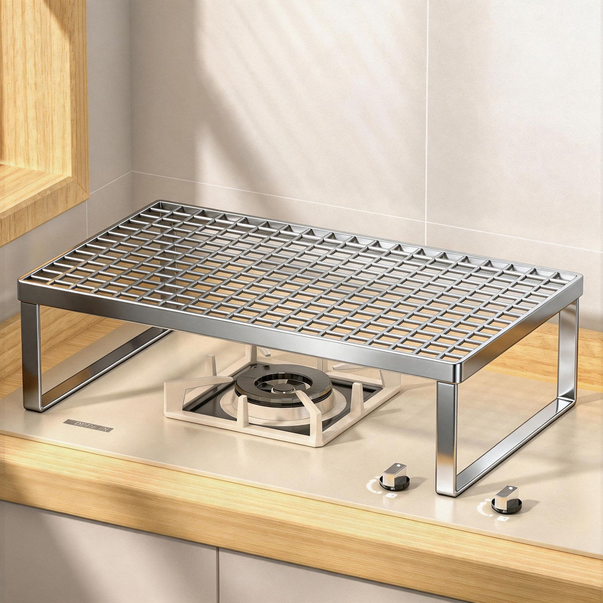 Elevated Gas-Range Protective Countertop Organizer Shelf — product view 1