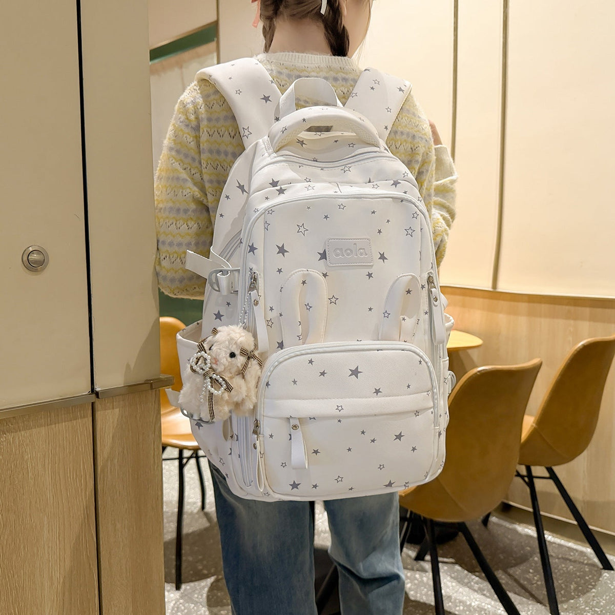 Adorable Bunny-Ear School Backpack LoungeYard — product view 3