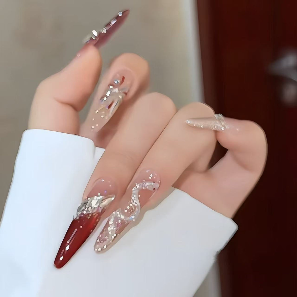 Premium Crystal-Decorated Nail Extensions — product view 1