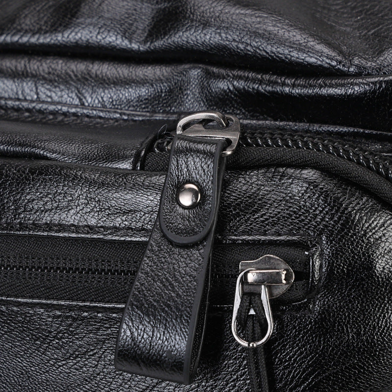 Men's stylish and functional leather backpack LoungeYard — product view 2