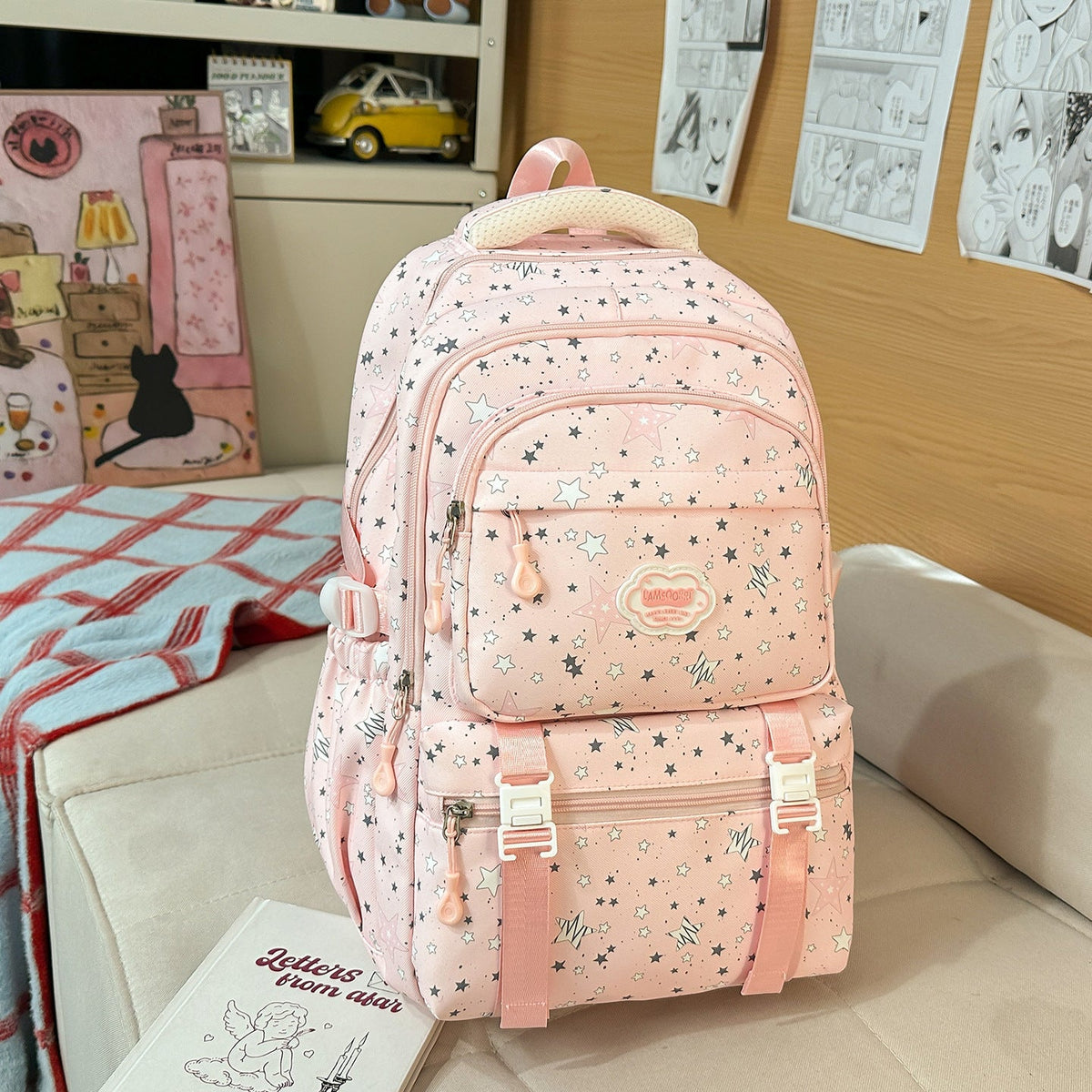 Trendy Star Print Multi-Compartment Backpack — product view 3
