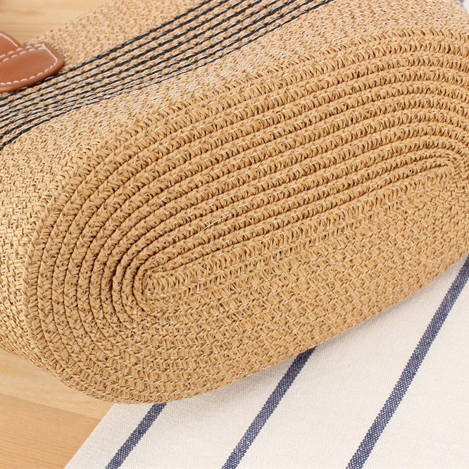Beach bag with Stylish Woven Design and High-Quality Vegan Leather Handles LoungeYard — product view 4