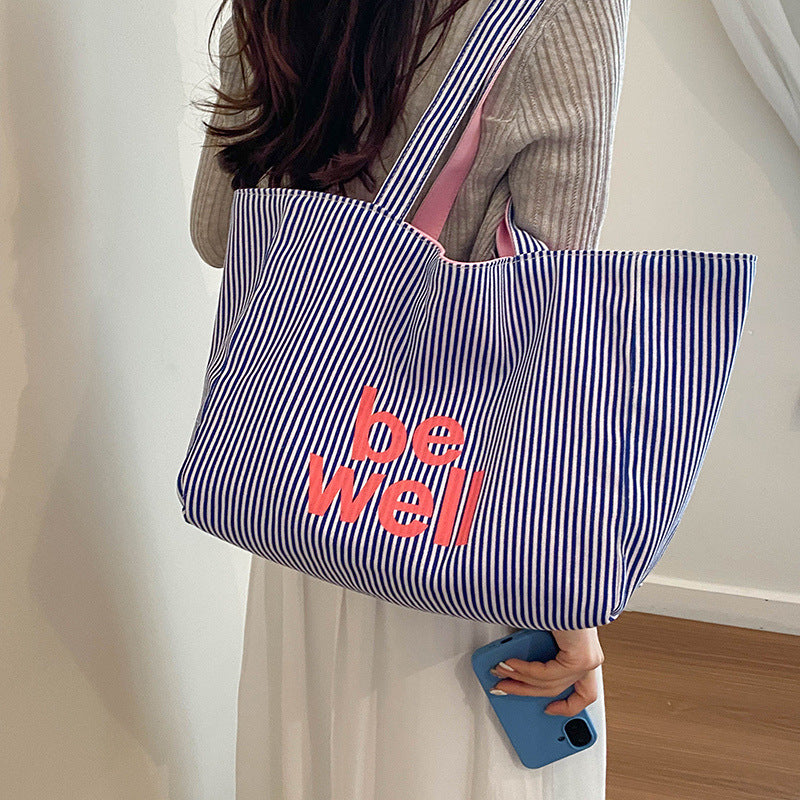 Striped Canvas Tote Bag — product view 7