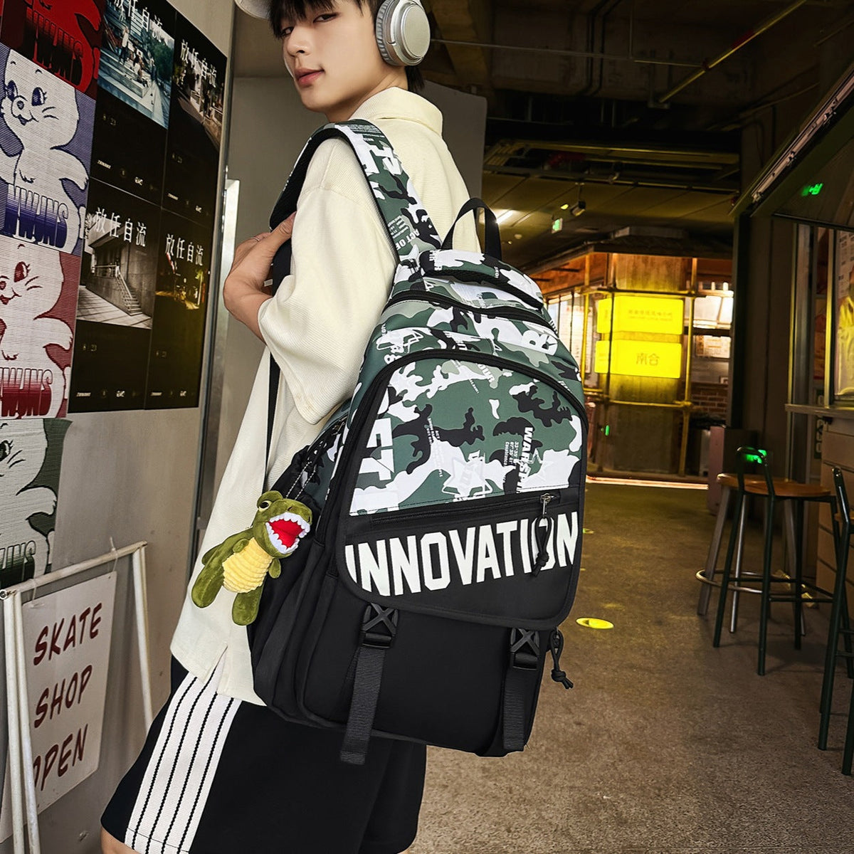 Durable Multi-Compartment Backpack with Plush Keychain LoungeYard — product view 2