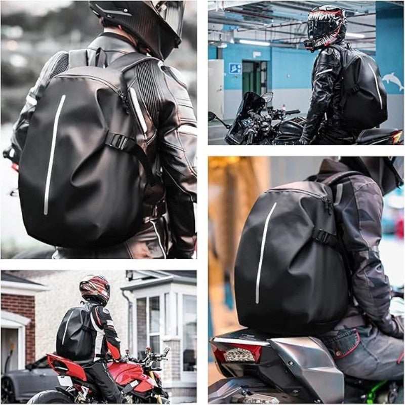 Waterproof motorcycle backpack with reflective elements LoungeYard — product view 4