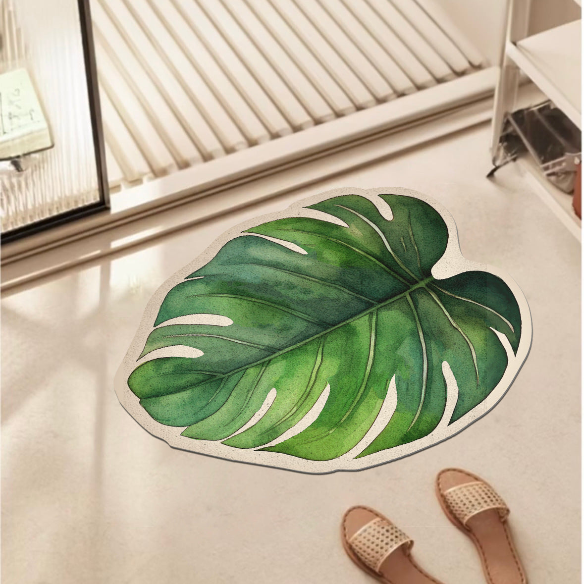 Tropical Leaf Shaped Bath Mat — product view 1