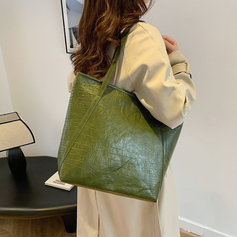Crocodile-Embossed Leather Tote Bag LoungeYard — product view 1