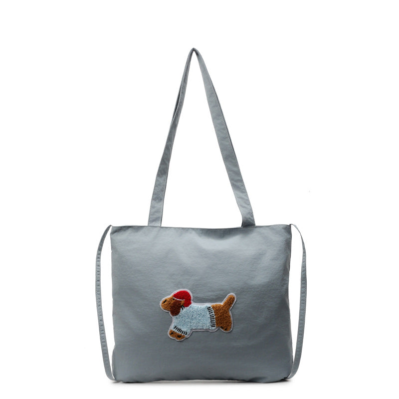 Cute Cartoon Dog-Themed Canvas Tote Bag — product view 1