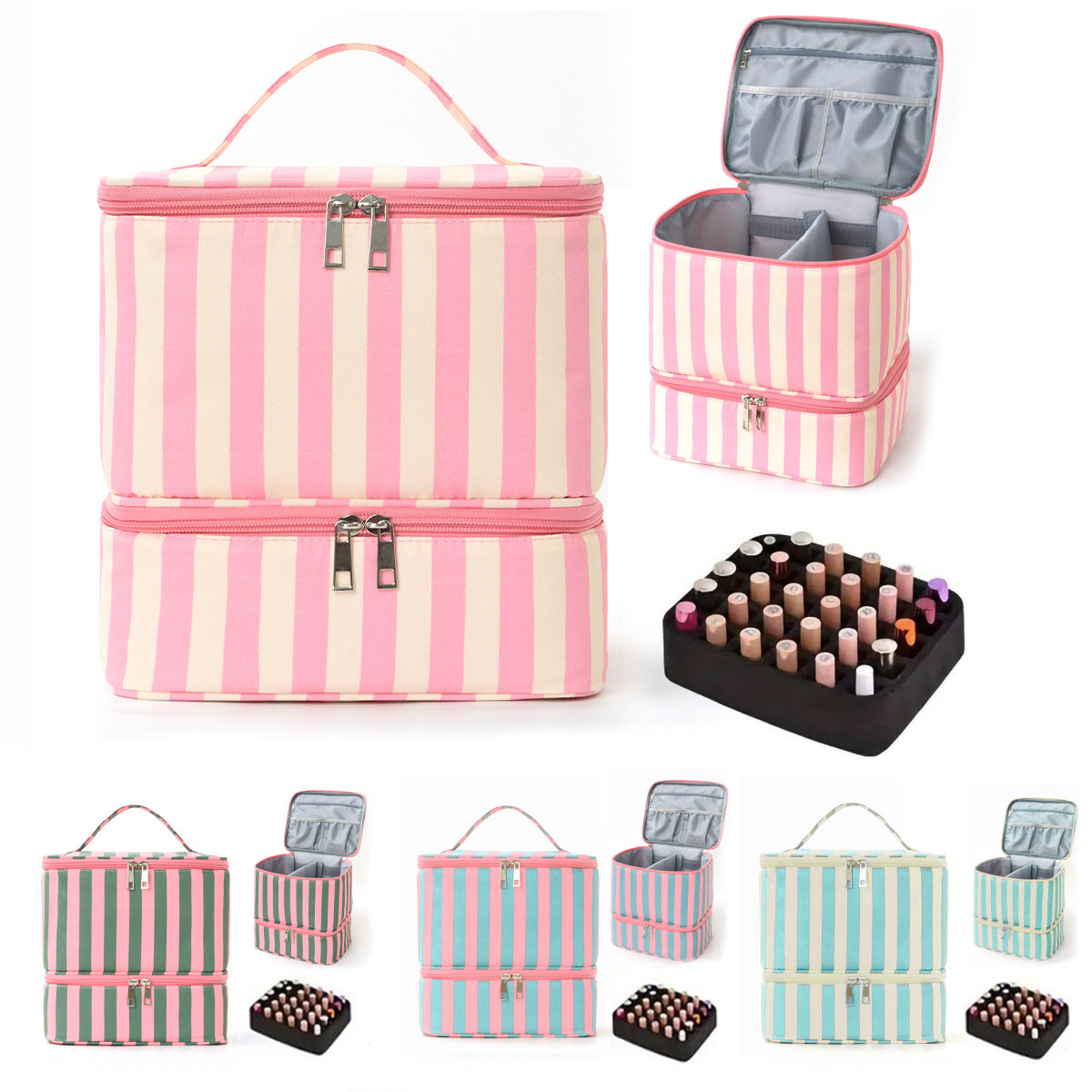 Cosmetic organizer with multiple compartments and removable interior LoungeYard — product view 1