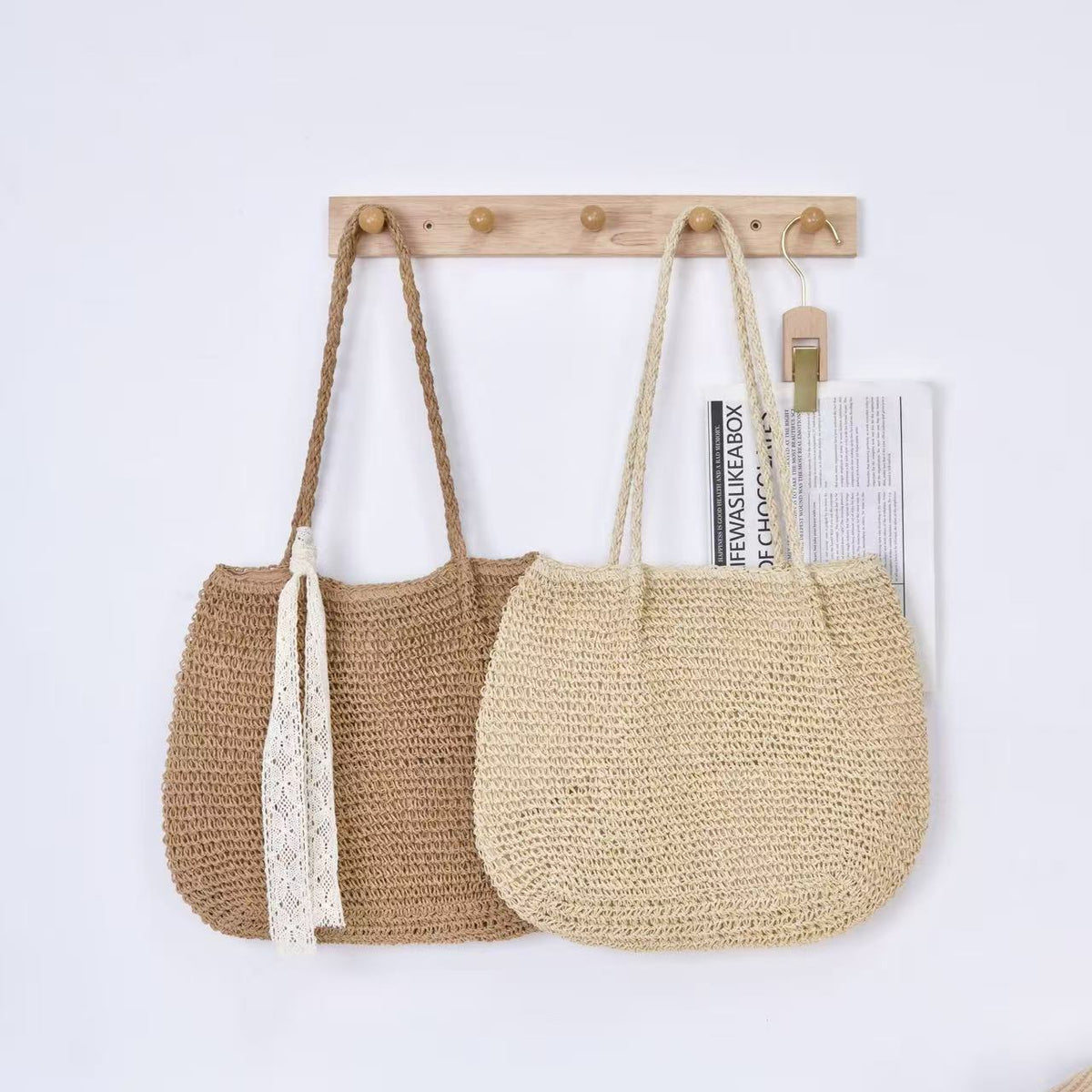 Beach bag in modern macrame style LoungeYard — product view 3