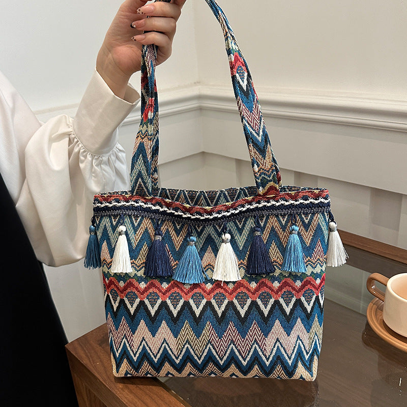 Geometric Patterned Decorative Tote Bag — product view 2