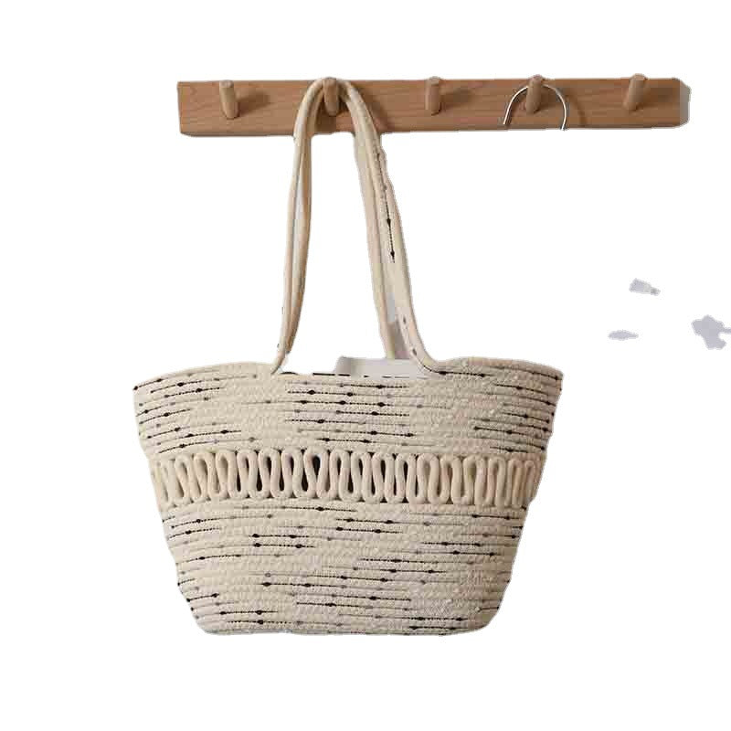 Elegant Handcrafted Beach Bag with Fine Braided Pattern LoungeYard — product view 5