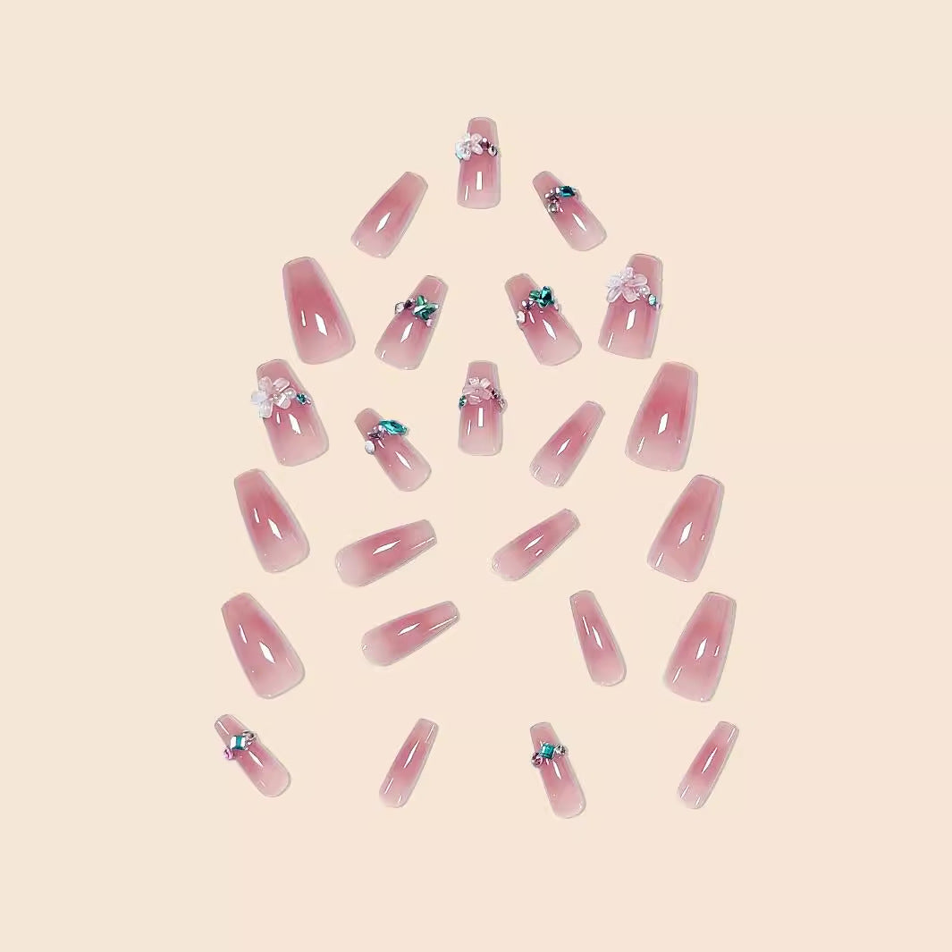 Elegant Decorative Flower-Embellished Press-On Nail Set — product view 2