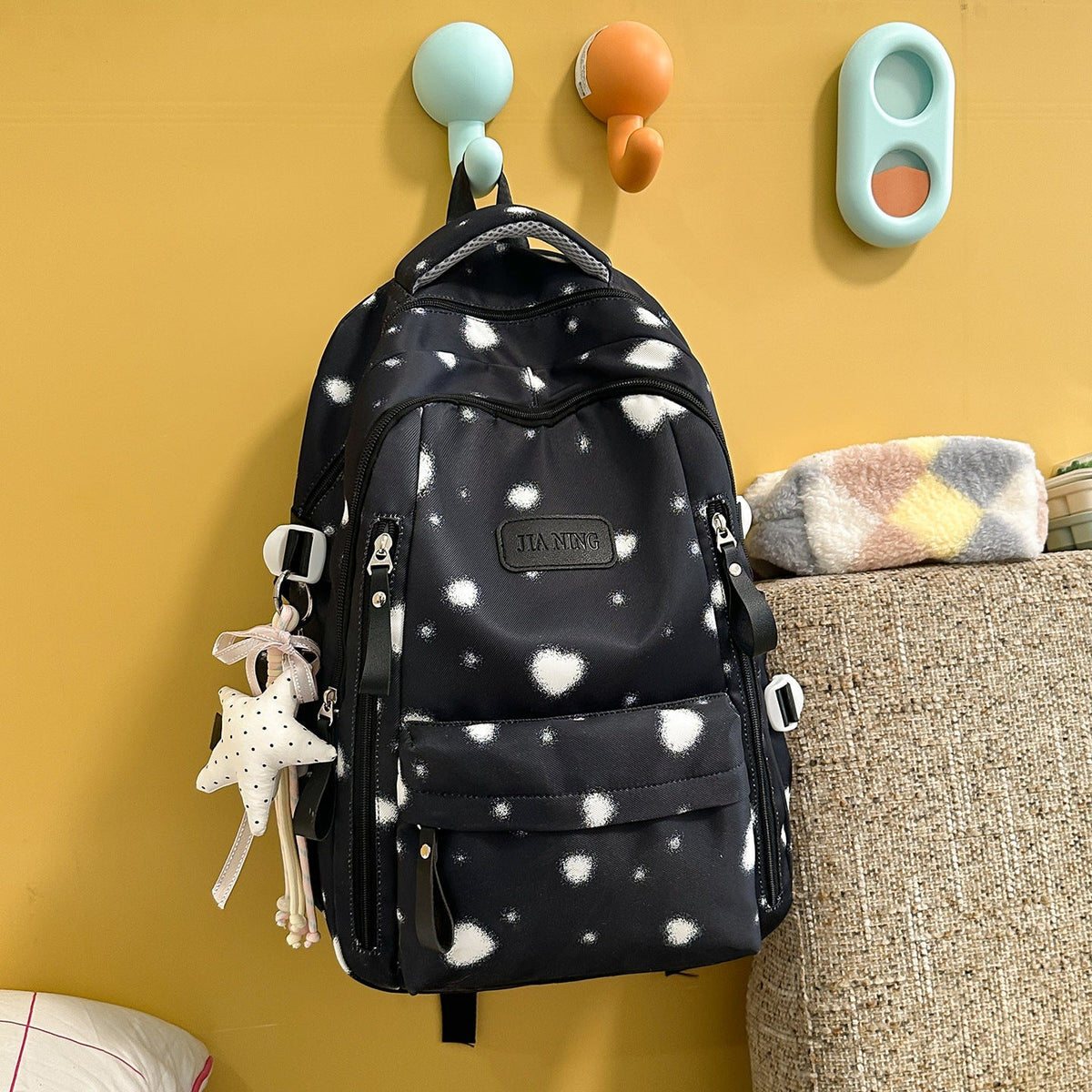 Playful Dot-Printed School Backpack LoungeYard — product view 6