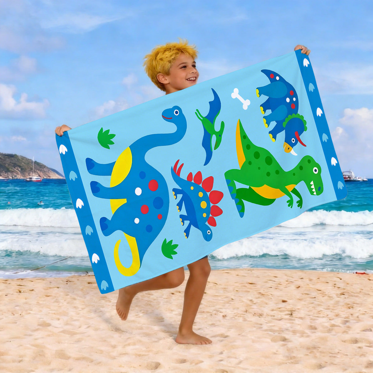 Beach towel with colorful horse motif LoungeYard — product view 7