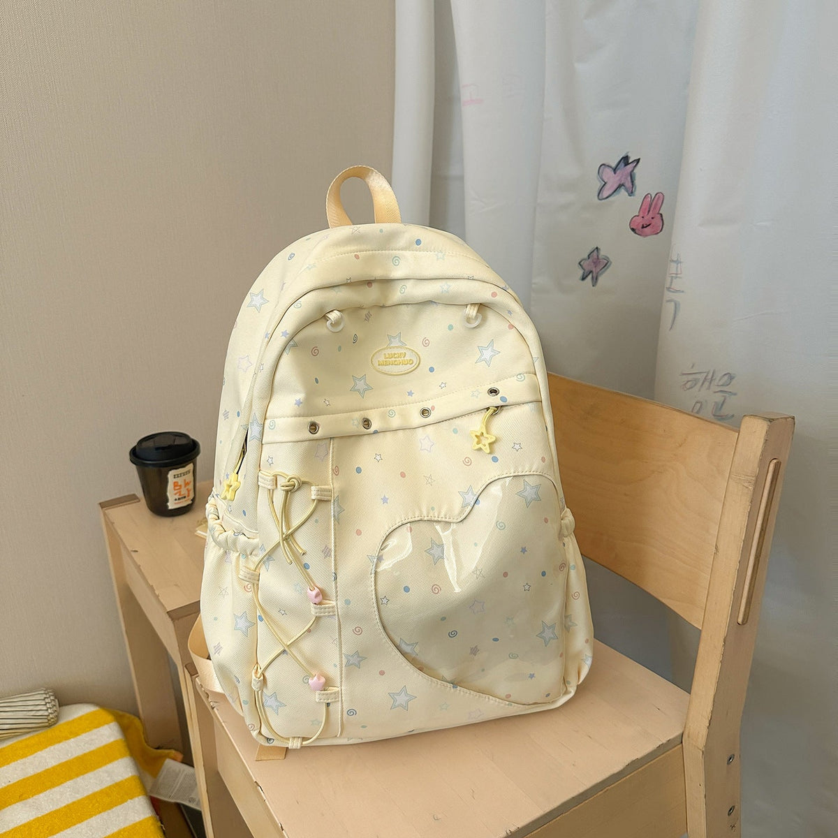 Heart-Appliqué Casual Backpack LoungeYard — product view 7