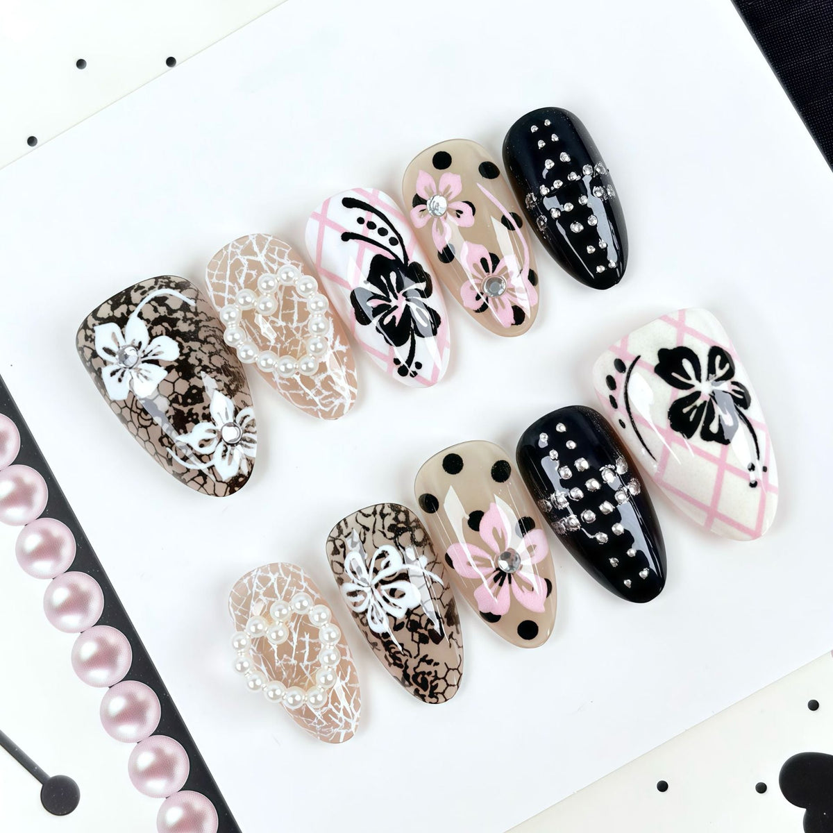 Artistic Floral-Designed Press-On Nail Set — product view 3