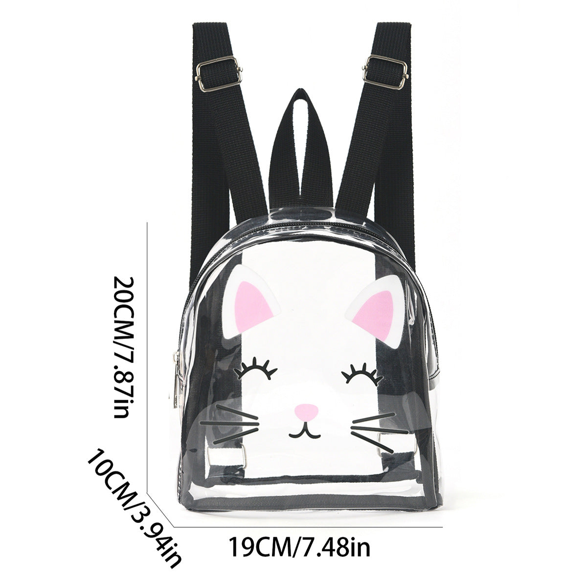 Transparent backpack with playful cat design LoungeYard — product view 3