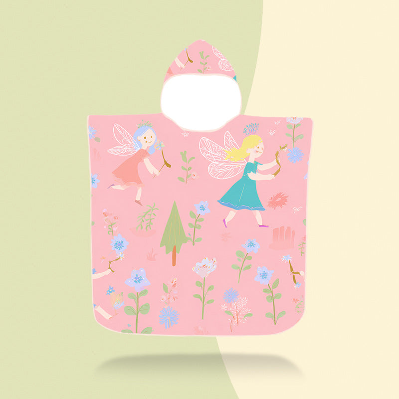 colorful hooded poncho with robot motif LoungeYard — product view 7