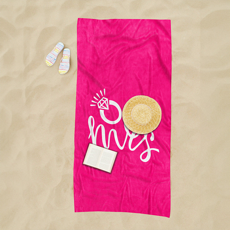 Beach towel with creative heart design LoungeYard — product view 3