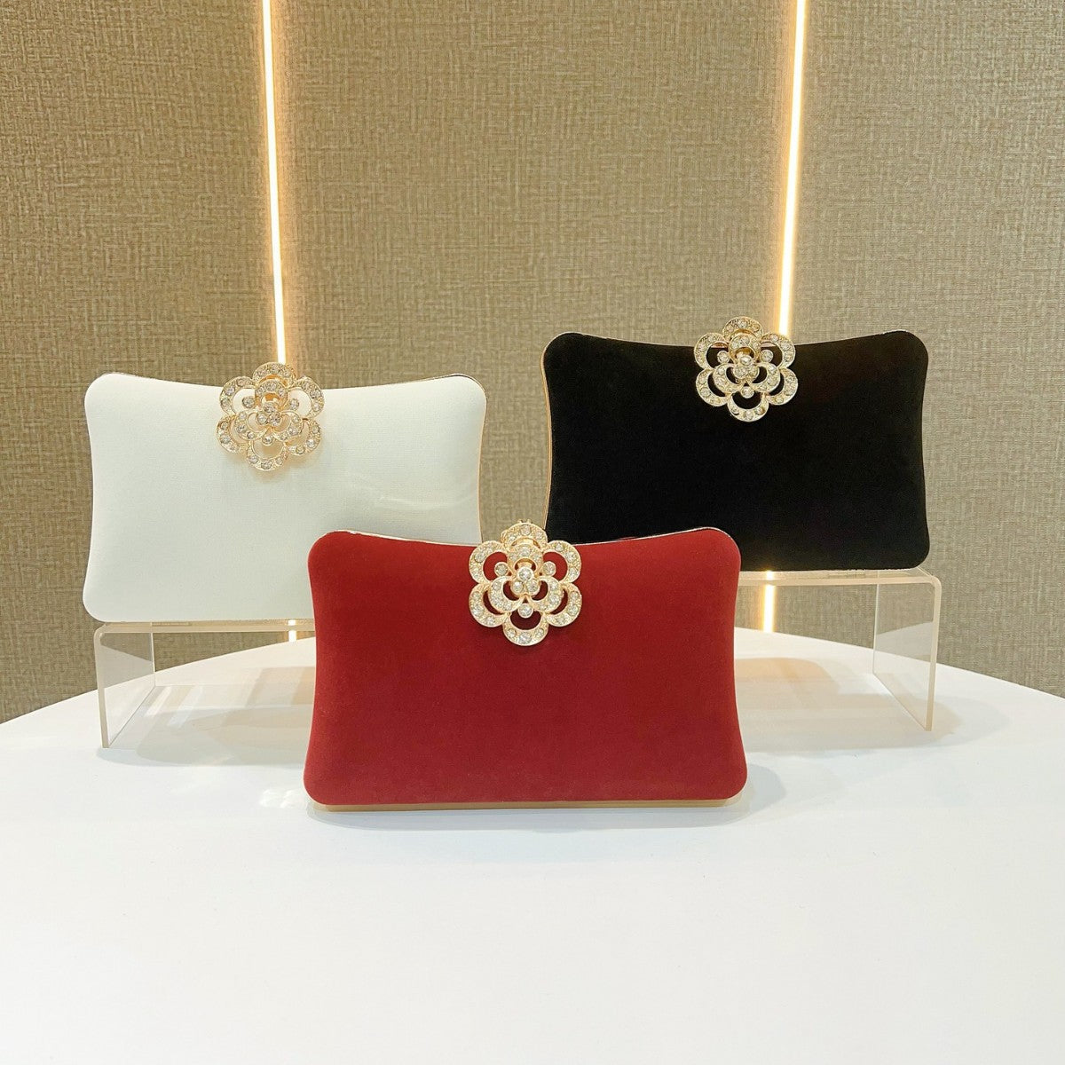 Elegant Floral Brooch Evening Clutch — product view 4