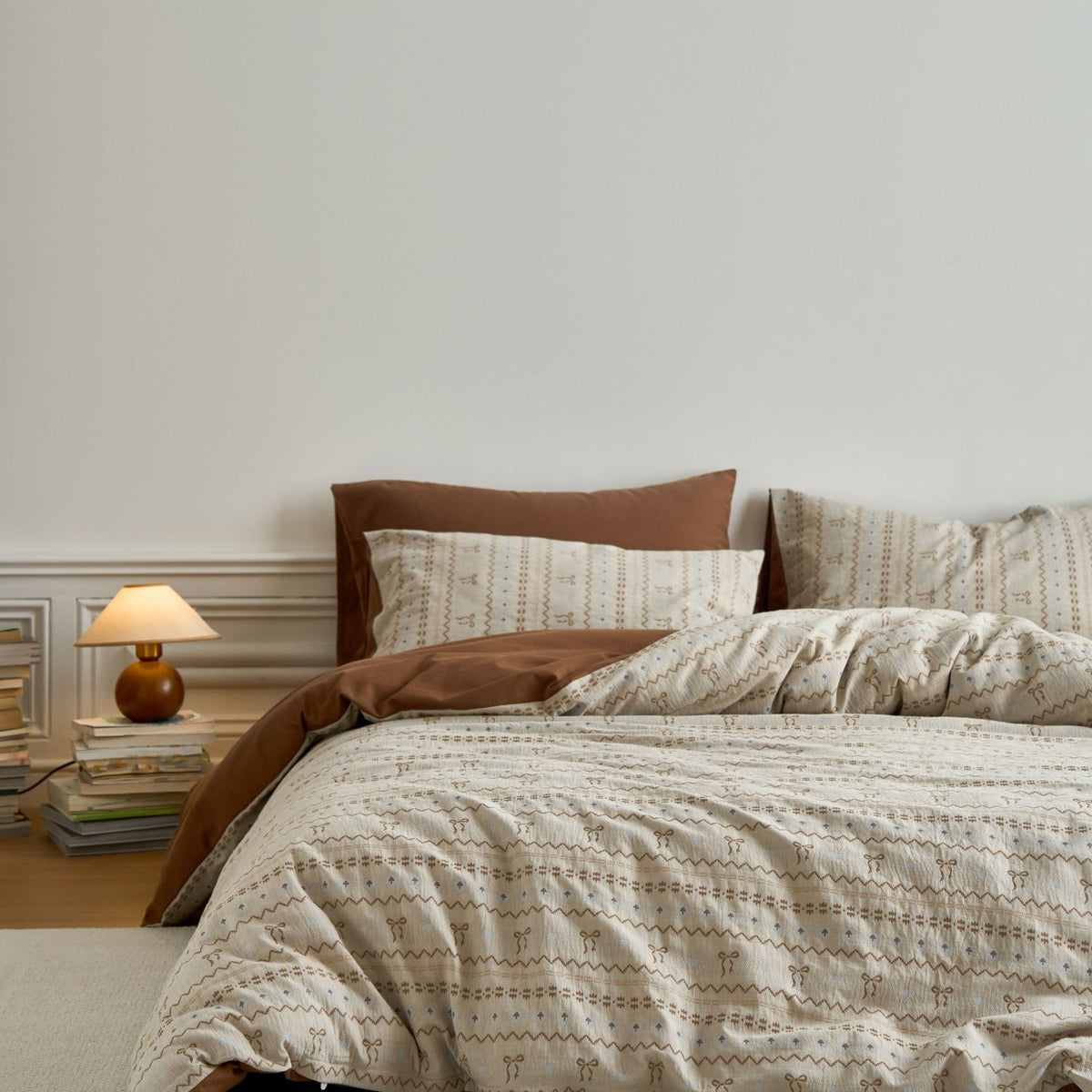 Bedding set made of cotton percale with fine ornamental print — product view 4