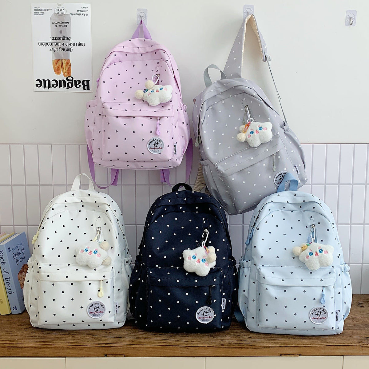 Polka Dot Student Backpack LoungeYard — product view 4
