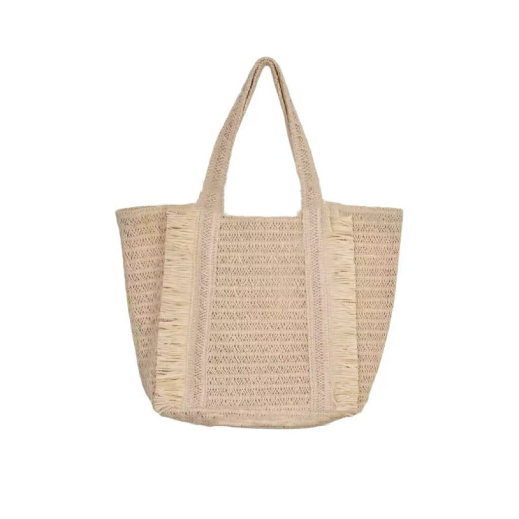 Woven Natural Material Beach Bag LoungeYard — product view 4