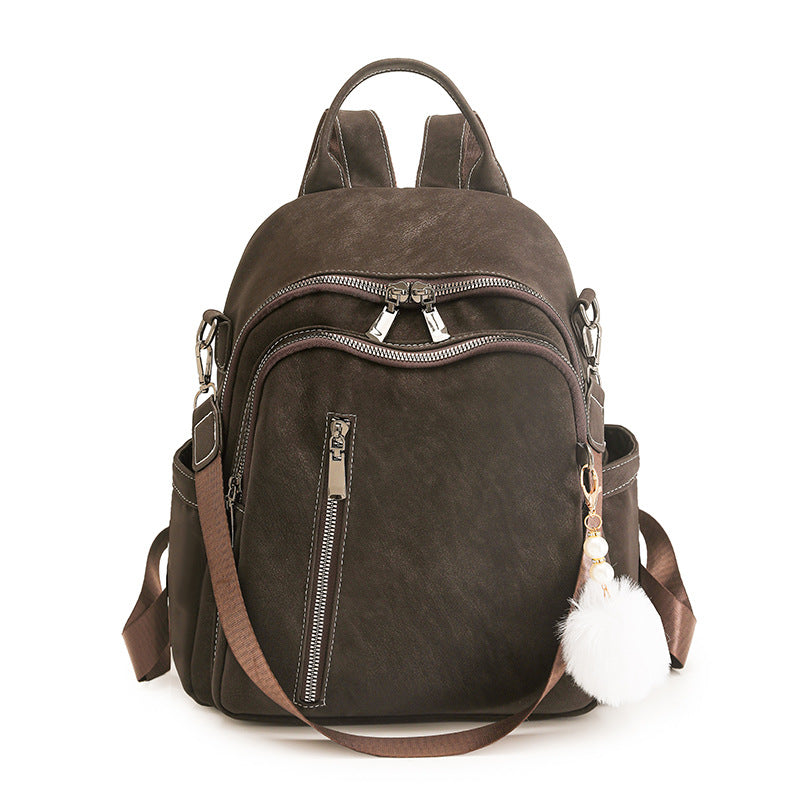 Stylish Multi-Pocket Faux Leather Backpack LoungeYard — product view 3