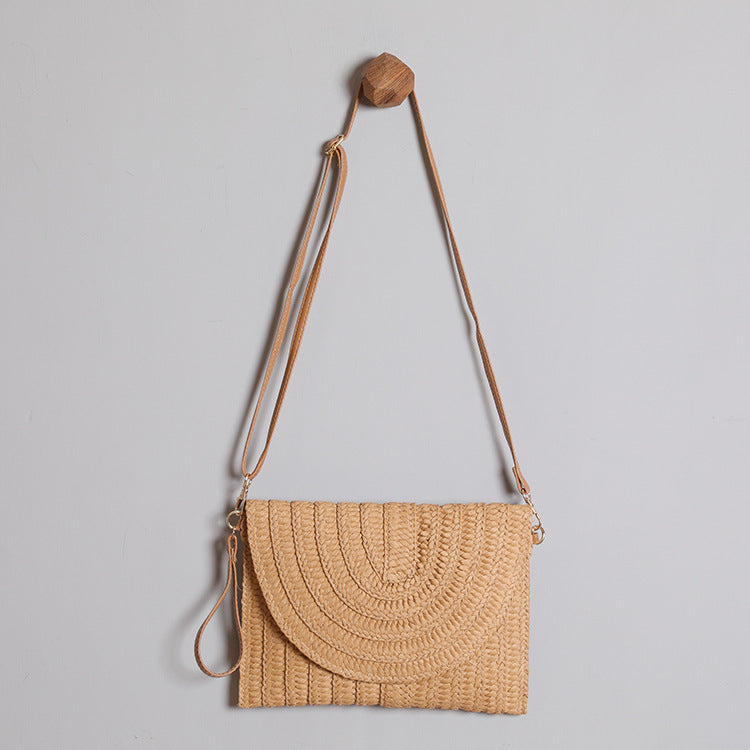 Handbag Made of High-Quality Woven Straw with Elegant Flap Closure LoungeYard — product view 1