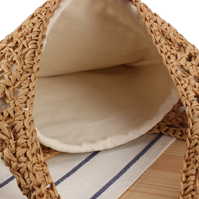 Handcrafted net shoulder bag with sturdy carrying handle LoungeYard — product view 3