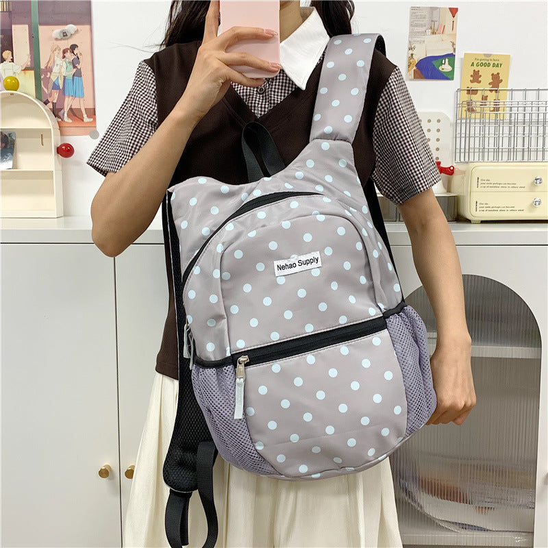 Playful Polka Dot Patterned Backpack LoungeYard — product view 4