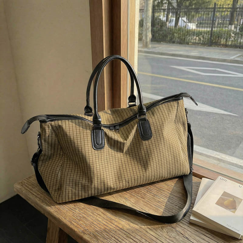 Sporty Travel Bag With Stylish Checkered Pattern LoungeYard — product view 1