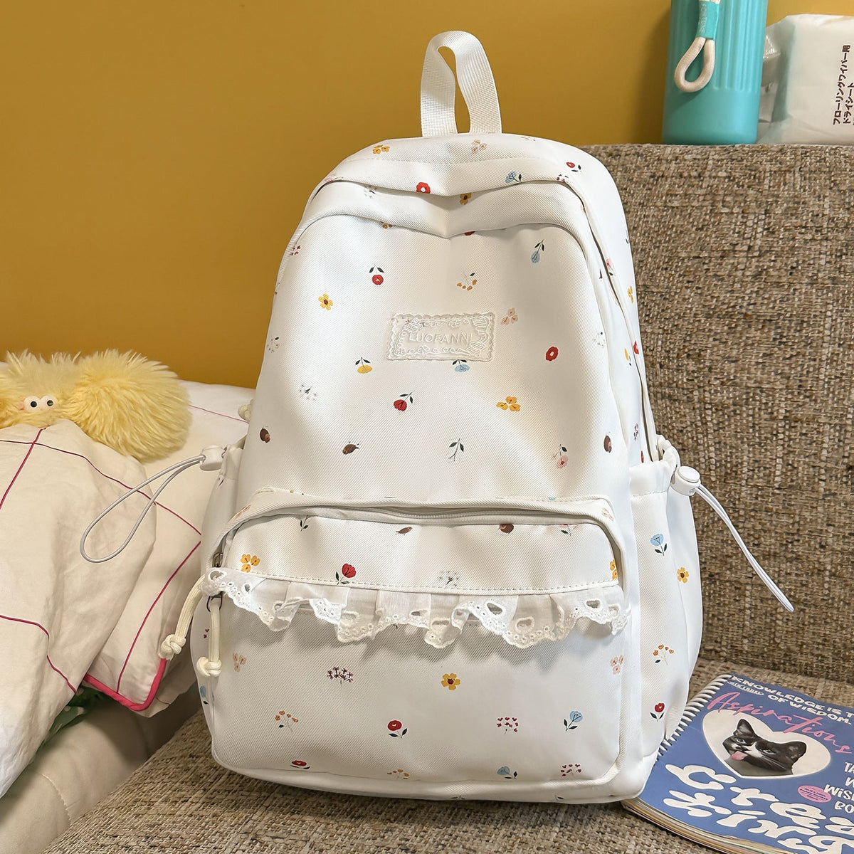Decorative Floral-Embellished Backpack LoungeYard — product view 7