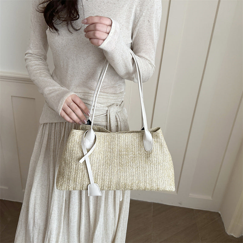 Woven Straw Shoulder Bag — product view 1
