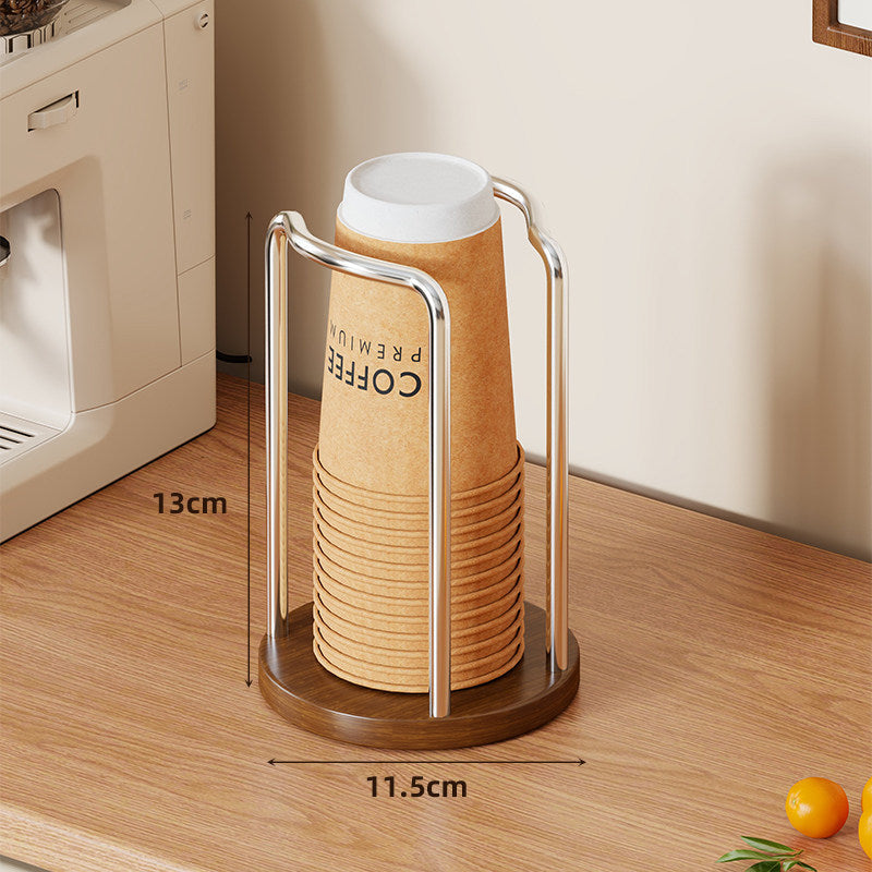 Countertop Paper Cup Dispenser with Wooden Base and Metal Frame — product view 5