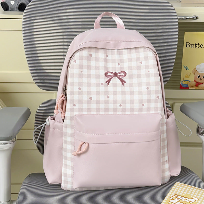Checked Patterned School Backpack LoungeYard — product view 6